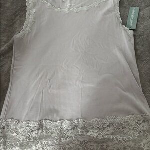 Coldwater Creek Lace Trim Chemise in Light Gray